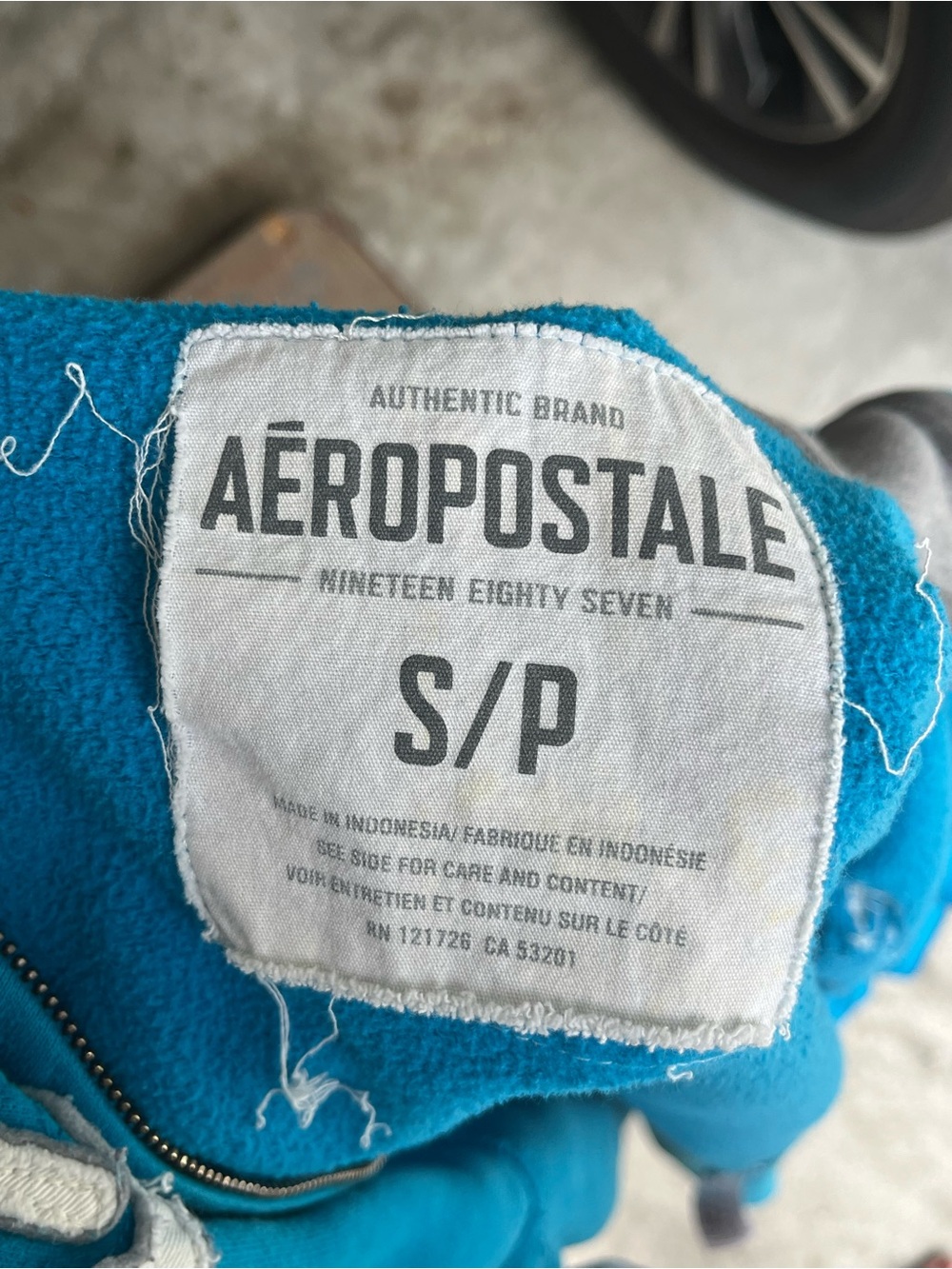 Aeropostale Bright Teal Blue Hoodie with Brand Patch - Picture 3 of 3